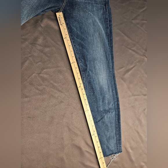 7 For All Mankind Jeans Size 31 Blair The High Waist Ankle Skinny Blue Raw Hem - Picture 5 of 7